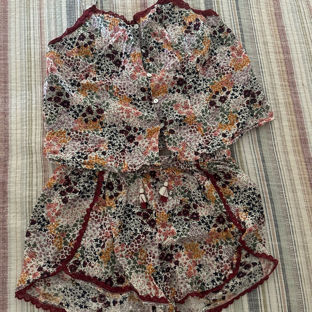 Cynthia Rowley Floral Sleepwear w/ Lace detail